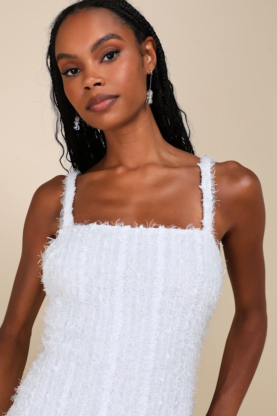 Sensational Invite White Textured Knit Sleeveless Maxi Dress