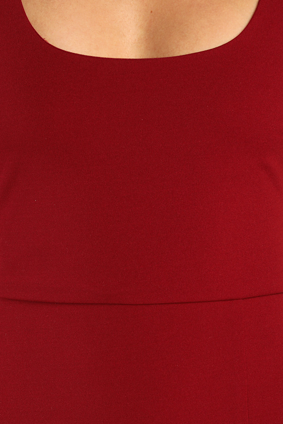 Sultry Elegance Wine Red Cutout Bodycon Midi Dress