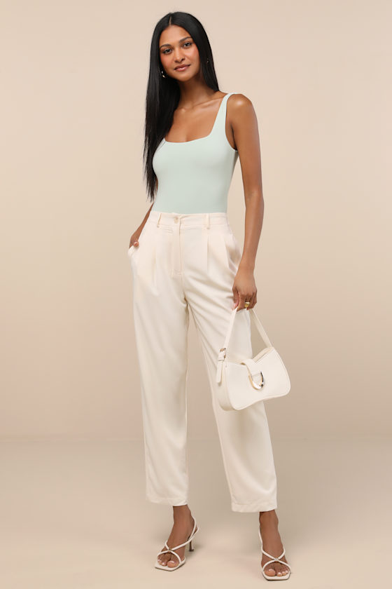 Sophisticated Company Ivory Straight Leg Trouser Pants