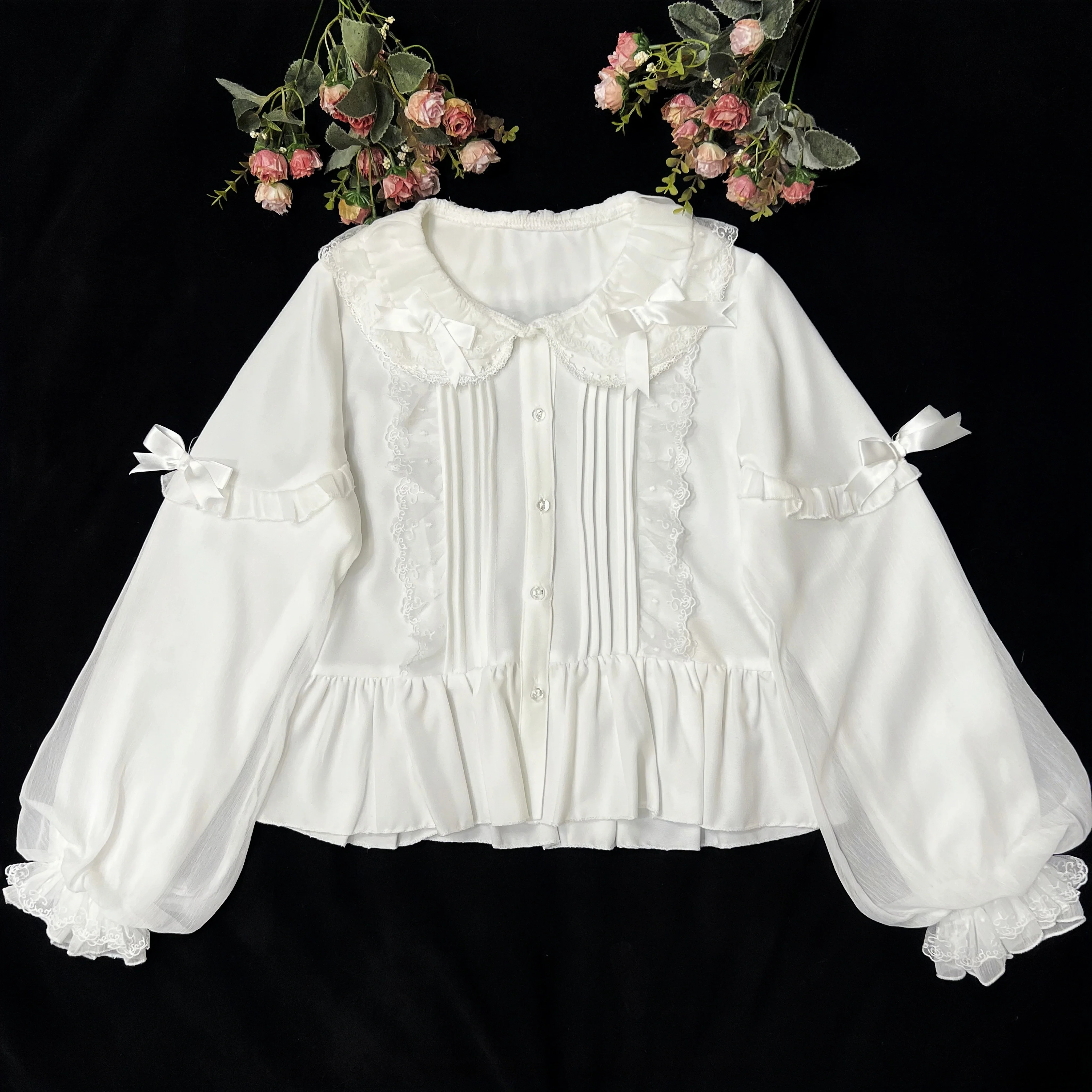 DMFS Lolita - Sweet Lolita Blouse Double-layered Puff Sleeves Lolita Shirt