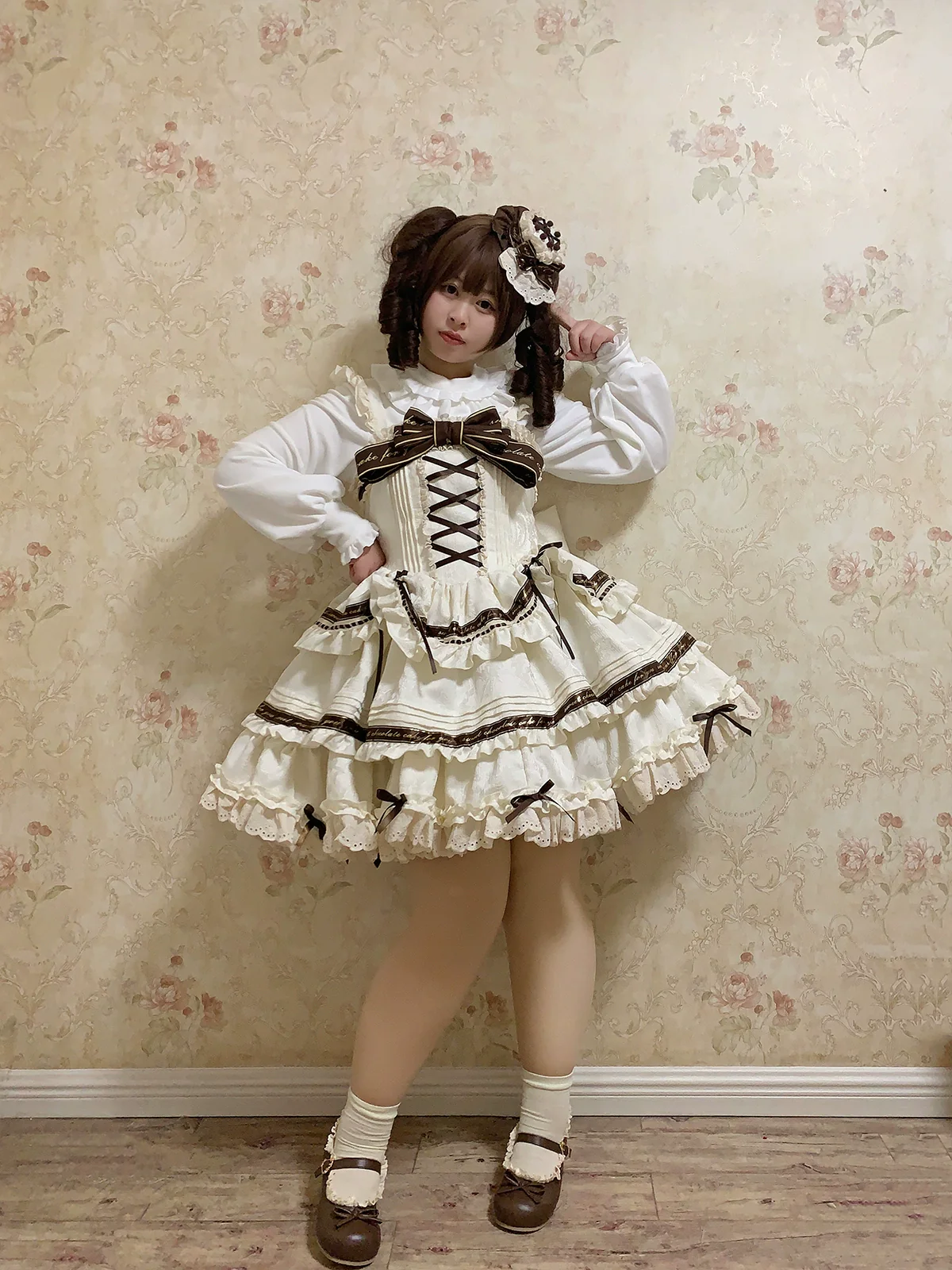 Chubby Cat Diary - Chocolate Layer Cake - Plus Size Cotton Lolita Jumper Dress