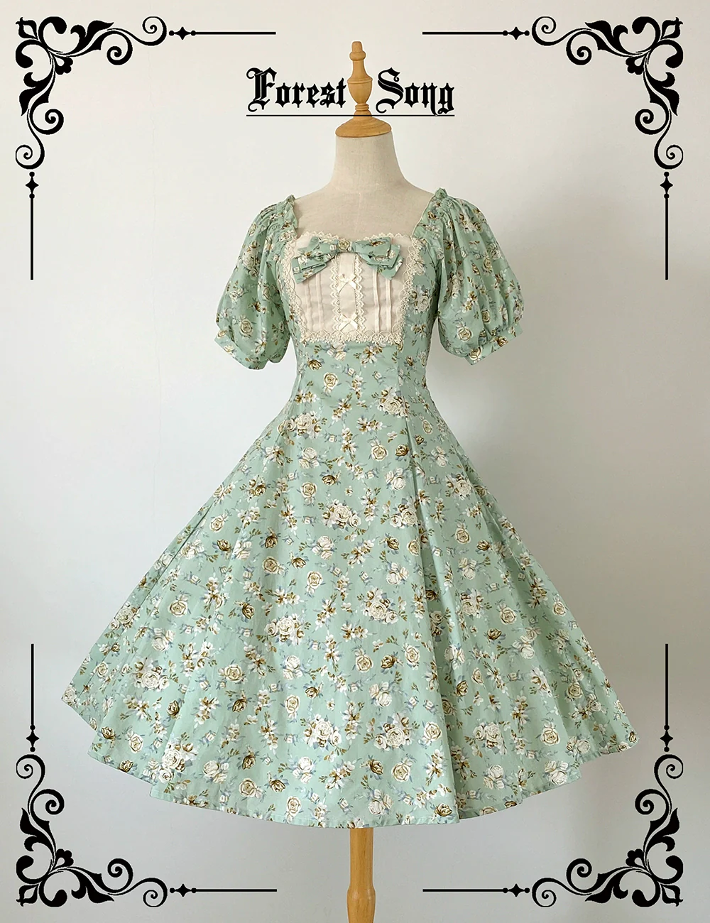 Forest Song - Pastoral Poem - Elegant Lolita OP Dress Floral Print 6-Piece Cut Lolita Dress