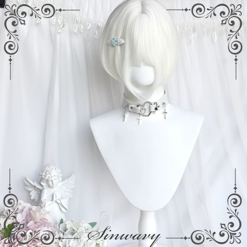 Sinwavy - White Gothic Lolita Wig, Roman Curls & Long Wavy