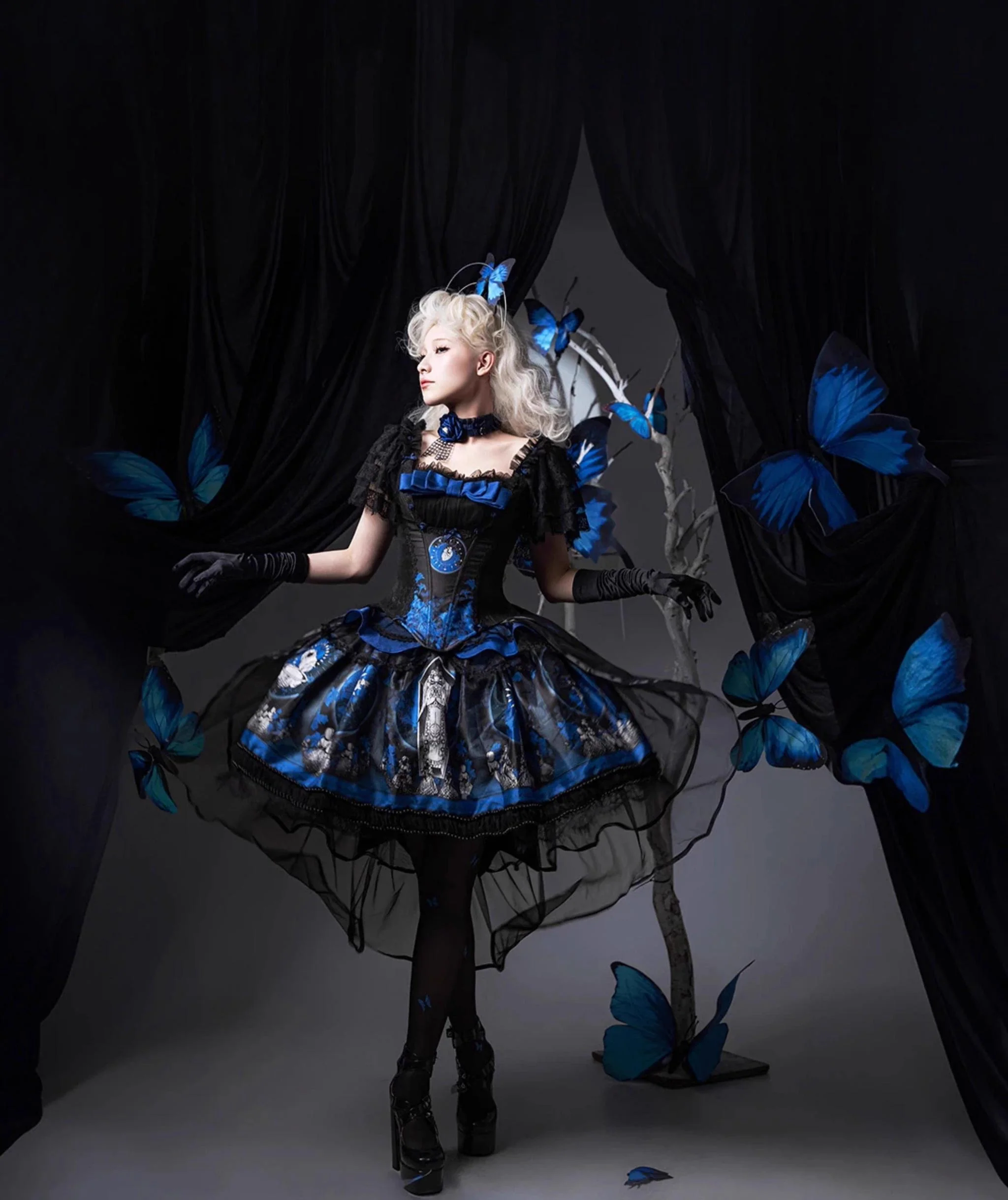 Caged Bird Hotel - Eclipsed Moon Gallery - Plus Size Halloween Gothic Lolita Skirt & Bodice Set