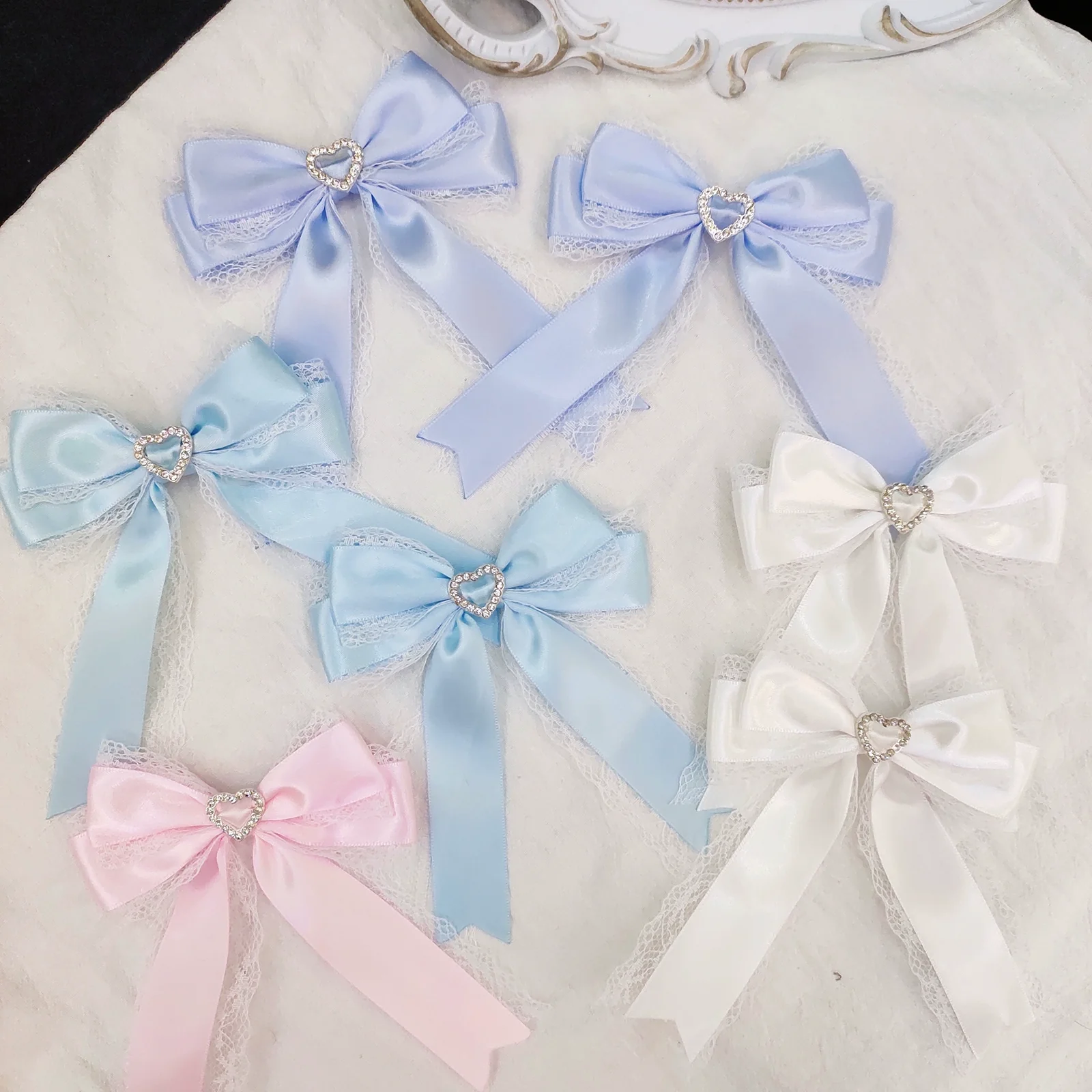 Rabbit Lolita - Kawaii Lolita Hair Clips Heart Diamond Bow Hair Accessories