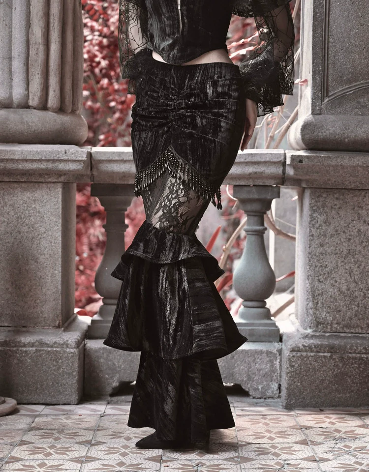 Blood Supply - Duchess - Gothic Lolita Mermaid Skirt Velvet Hip-Hugging Lolita Long Skirt