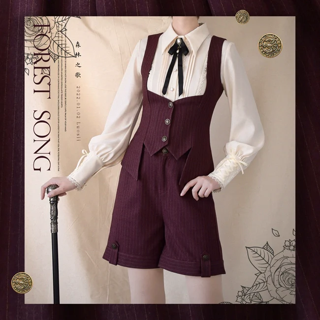 Forest Song - Griffin's Appointment - Ouji Lolita Striped Shorts Vintage Lolita Shorts