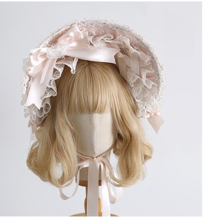 Xiaogui - Sweet Lolita Headwear Set BNT/Hat/Headband/Cuffs With Lace