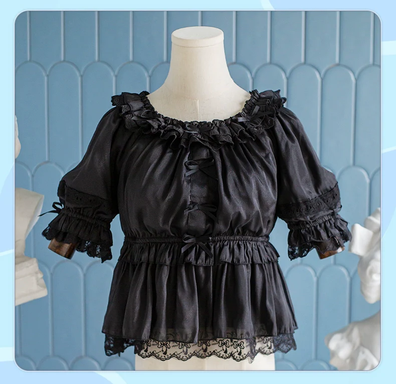 OCELOT - Sweet Lace Lolita Blouse Double-Wear Short Sleeves Shirt