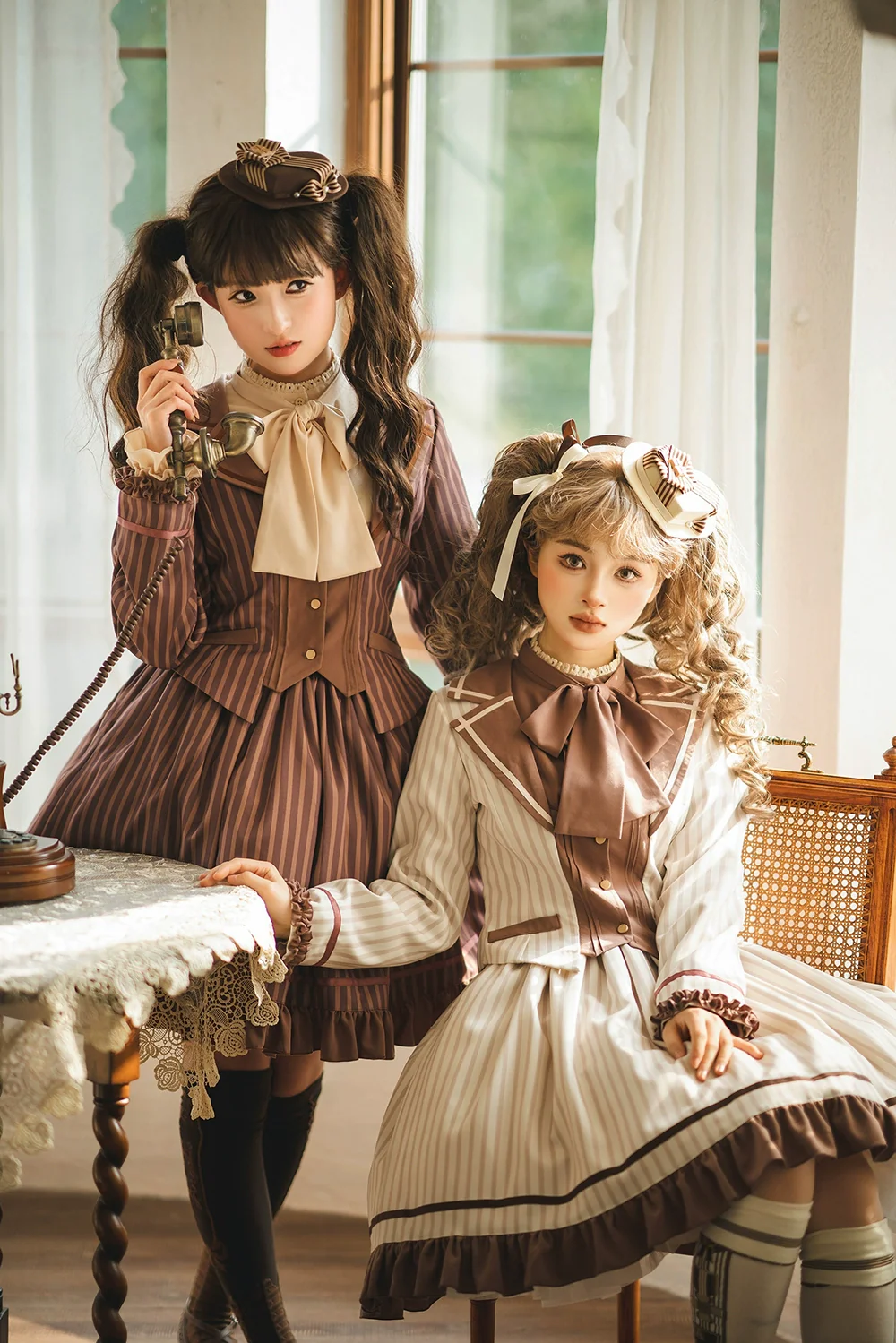 Miss Point - Classical Chocolate - Classic Lolita Jacket Elegant Striped Short Outwear