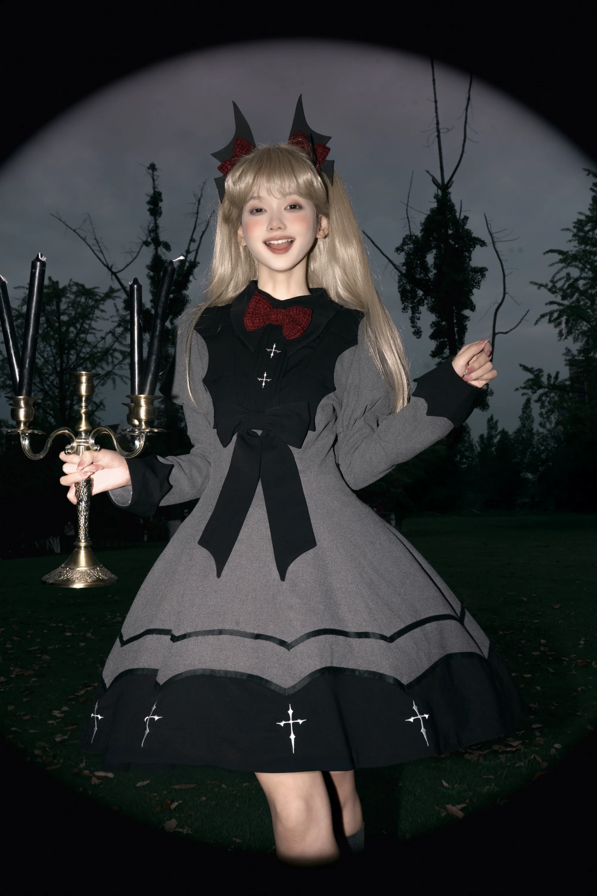 Polaris Lolita - Vampire Princess - Bat-Inspired Halloween Gothic Lolita OP Dress