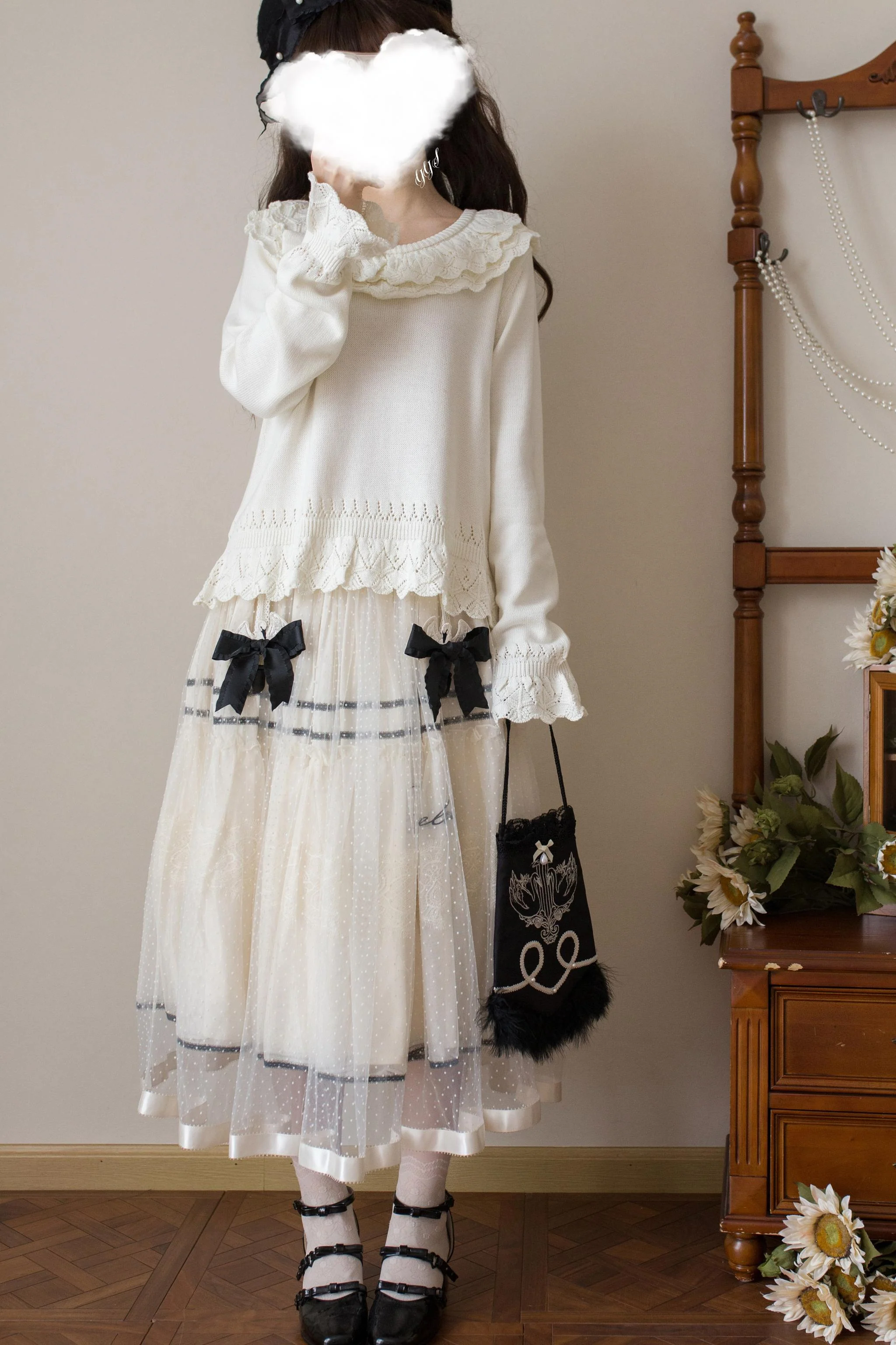 MIST - Nana - Sweet Lolita Sweater, Detachable Bow