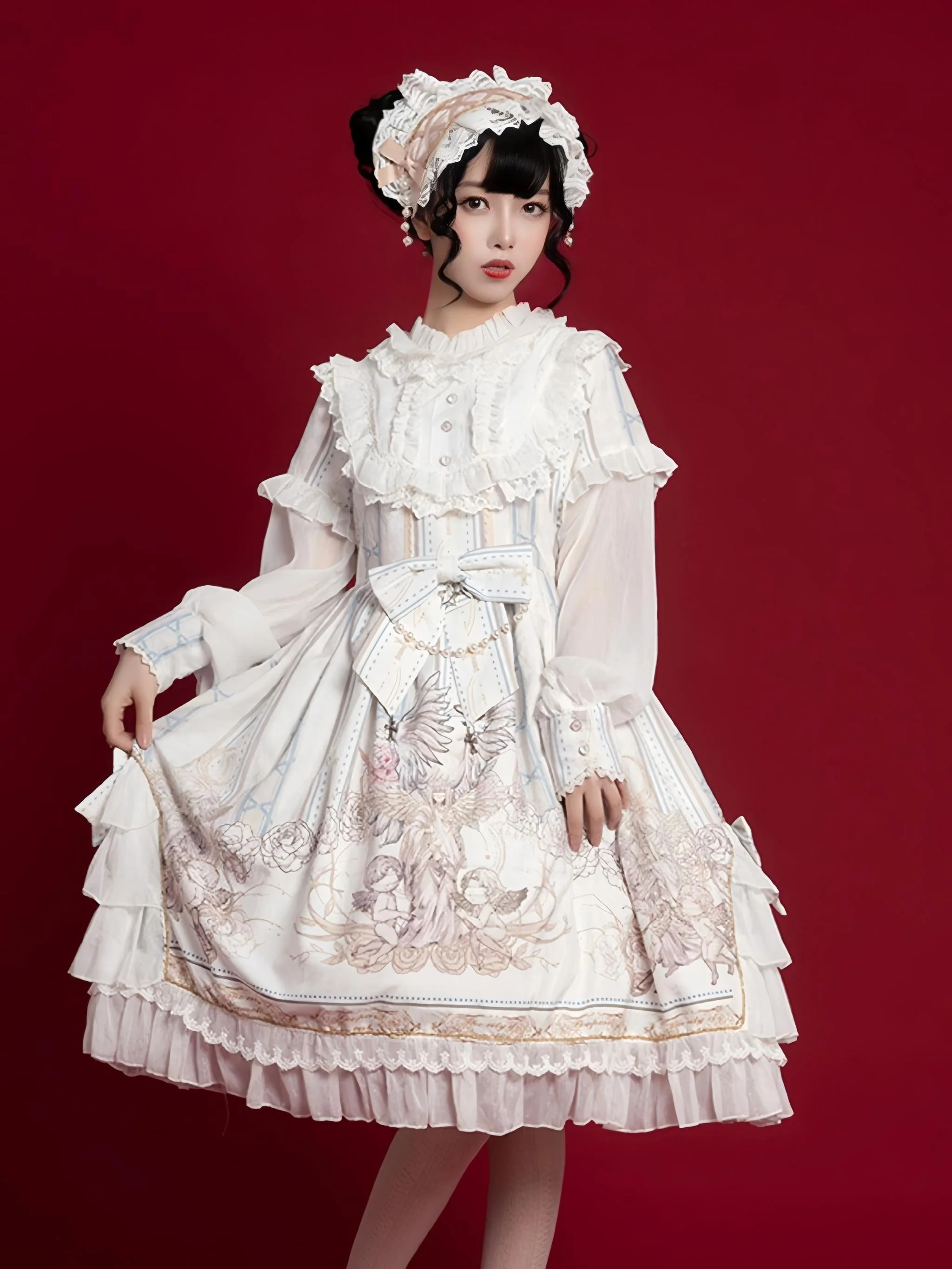 OCELOT - Chiffon Classic Lolita OP Dress, Long Sleeve