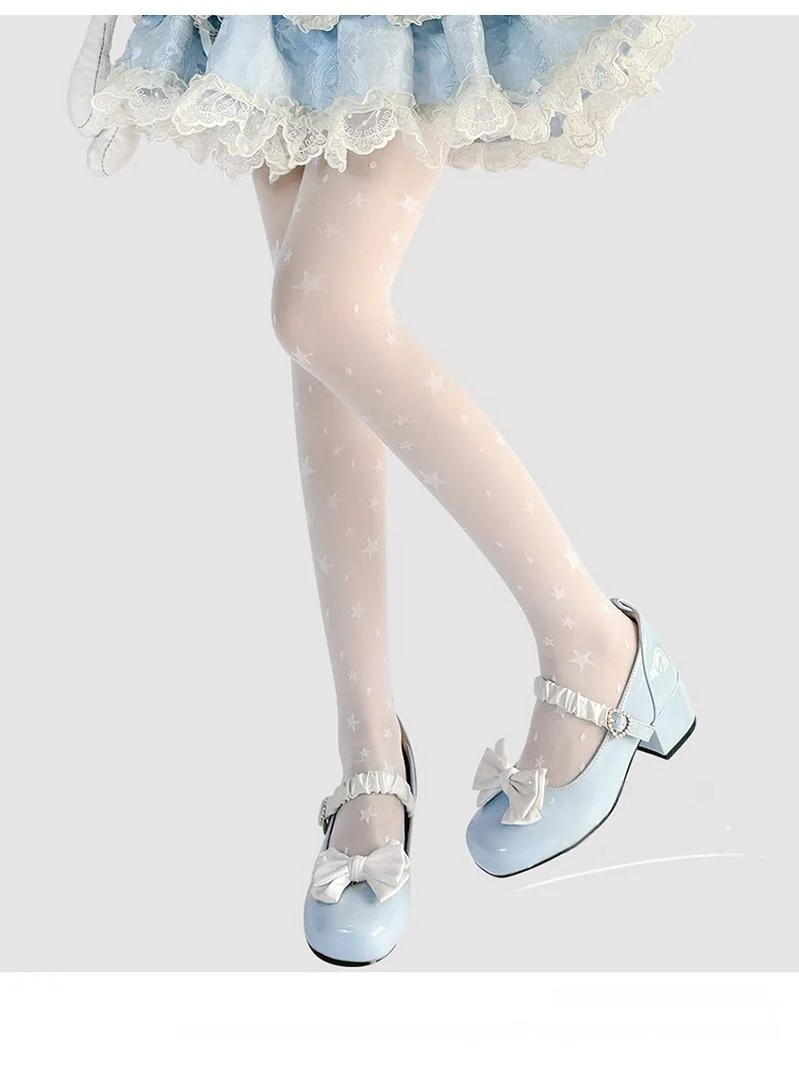 Hua Nai Cat - Summer Kawaii Lolita Thin Tights Sheer Pantyhose with Star Pattern