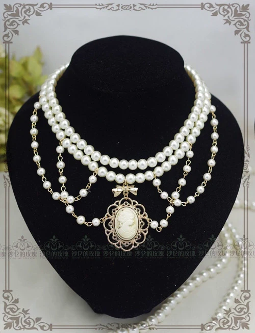 Rose of Sharon - Manor Ball II - Retro Lolita Necklace Pearl Necklace