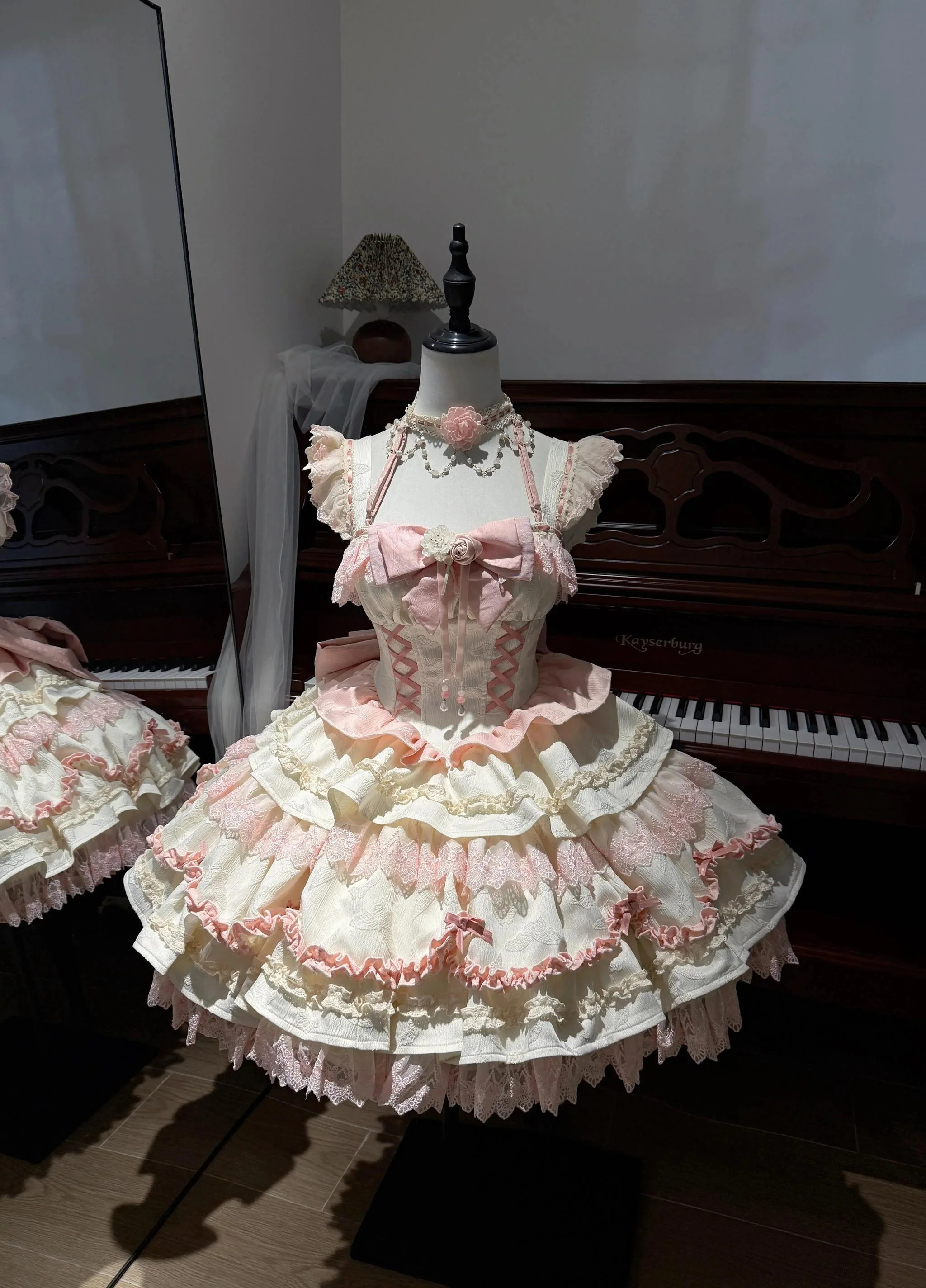 Pudding Lolita - Floral Bell Dream - Sweet Lolita JSK Dress, Halter Neckline