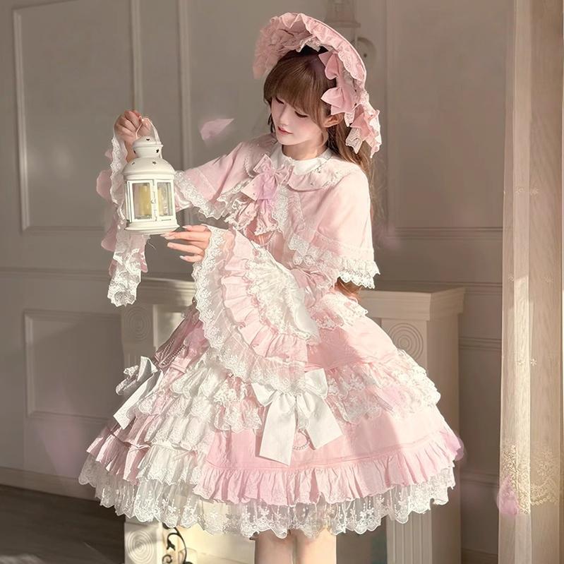 Peach Bunny - Sakura Love - Sweet Lolita Cloak, Detachable Bow