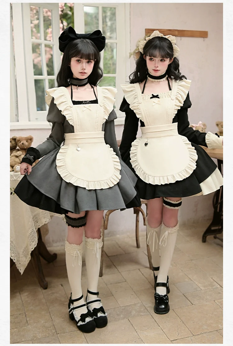 With PUJI - Suki - Maid Lolita OP Set, Detachable Apron, Juliet Sleeve