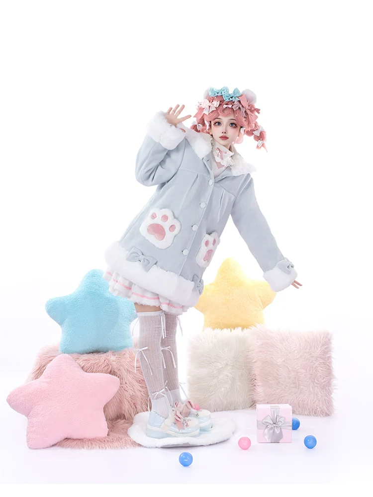 ZhiJinYuan - Calico Cat - Kawaii Lolita Plush Coat Lovely Warm Winter Coat