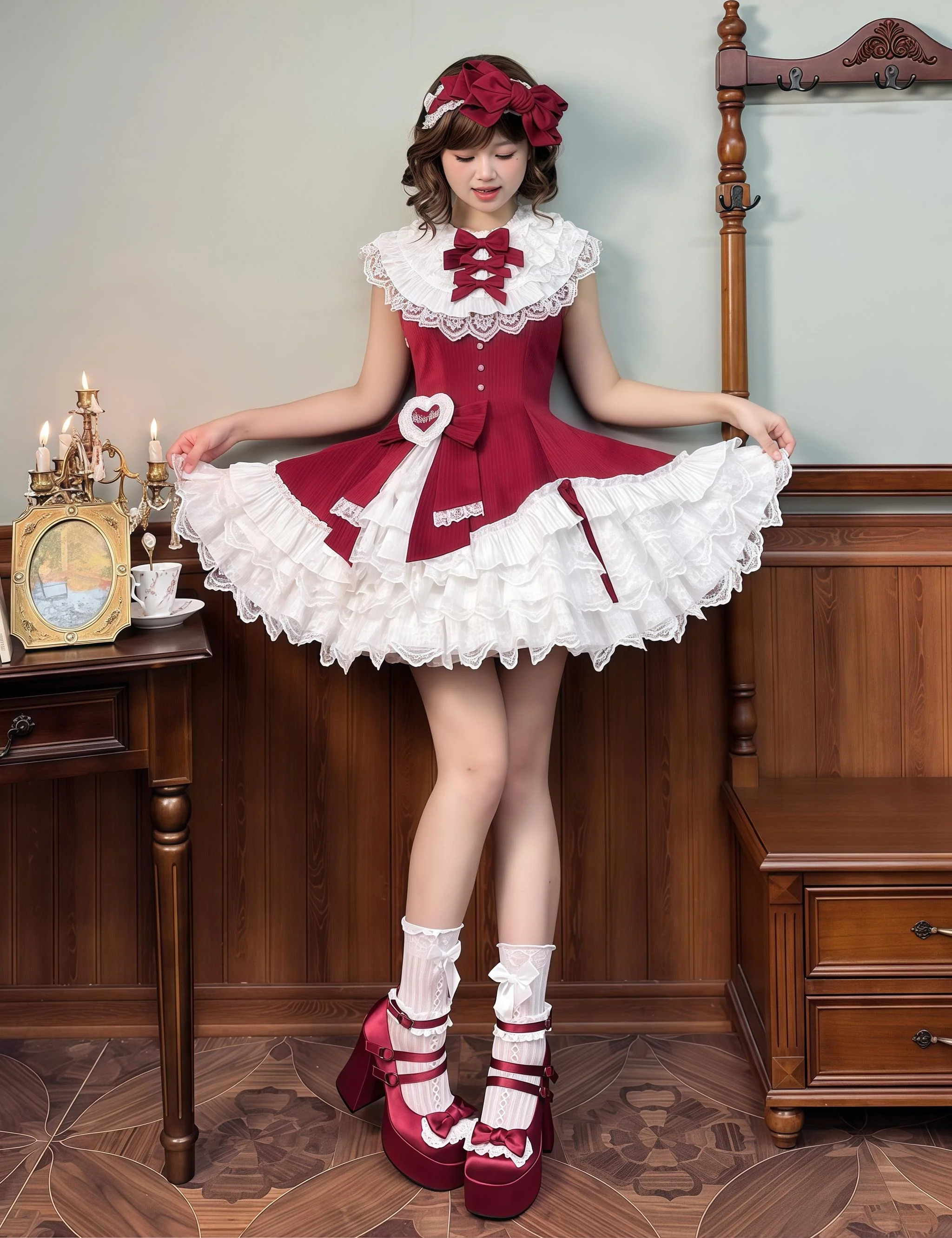 Alice Girl - Arrogant Miss - Sweet Lolita Jumper Dress with Tiered Lace Dress