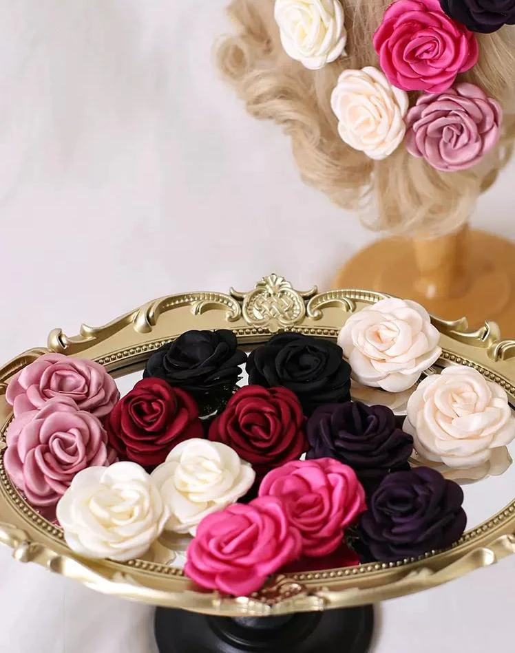 Xiaogui - Retro Lolita Brooch Rose Hairpins Flower Headdress