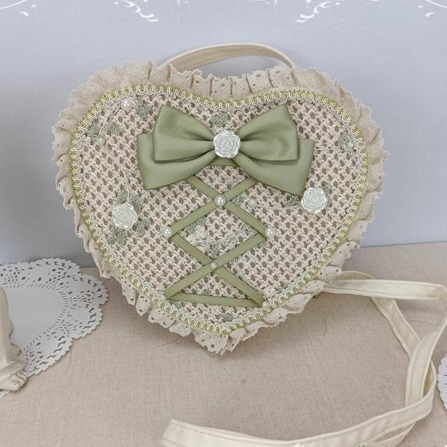 Cocoa Jam - Sweet Lolita Handbag Handmade Woven Heart Shape Crossbody Bag