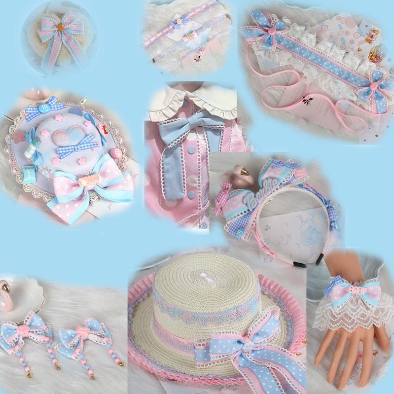 Manmeng - Pink and Blue Sweet Lolita Bow Headwear
