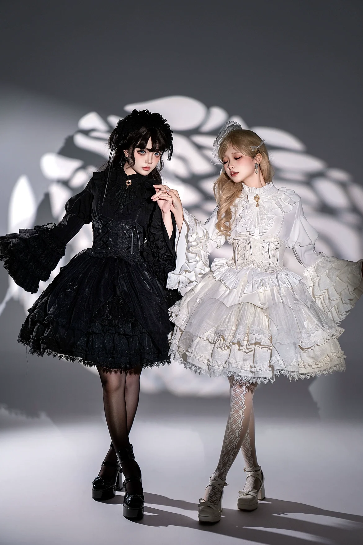 DMFS Lolita - Good and Evil Angel - Gothic Lolita SK Set Retro Princess Sleeve Blouse