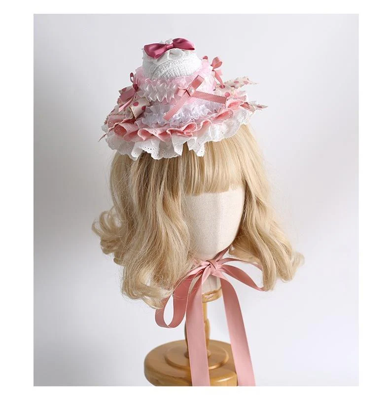 Xiaogui - Sweet Lolita Mini Top Hat with Double-layered Cake Shape
