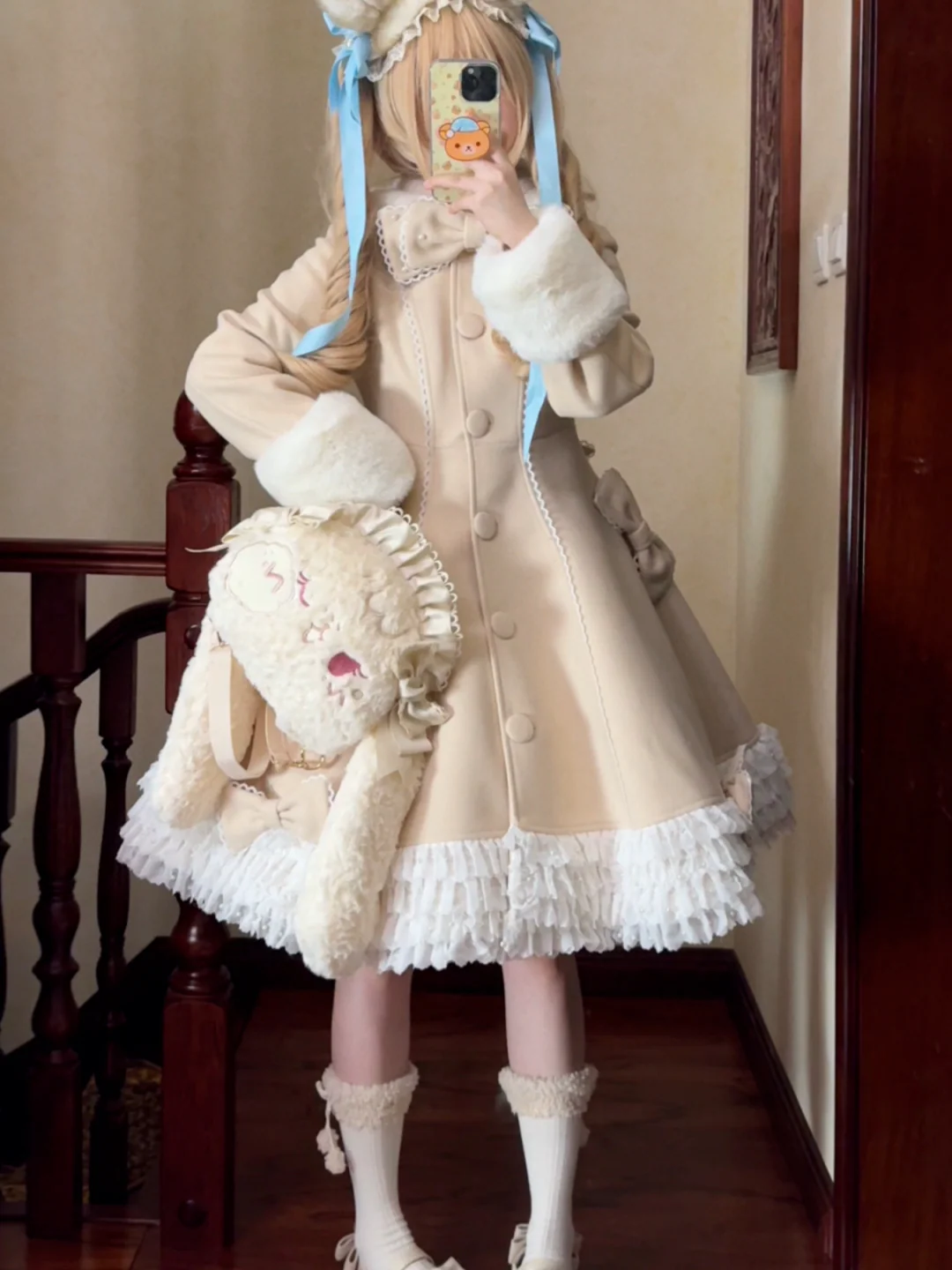 Bunny Magic Forest - High Waisted Sweet Lolita Overcoat, Bunny Ear Collar