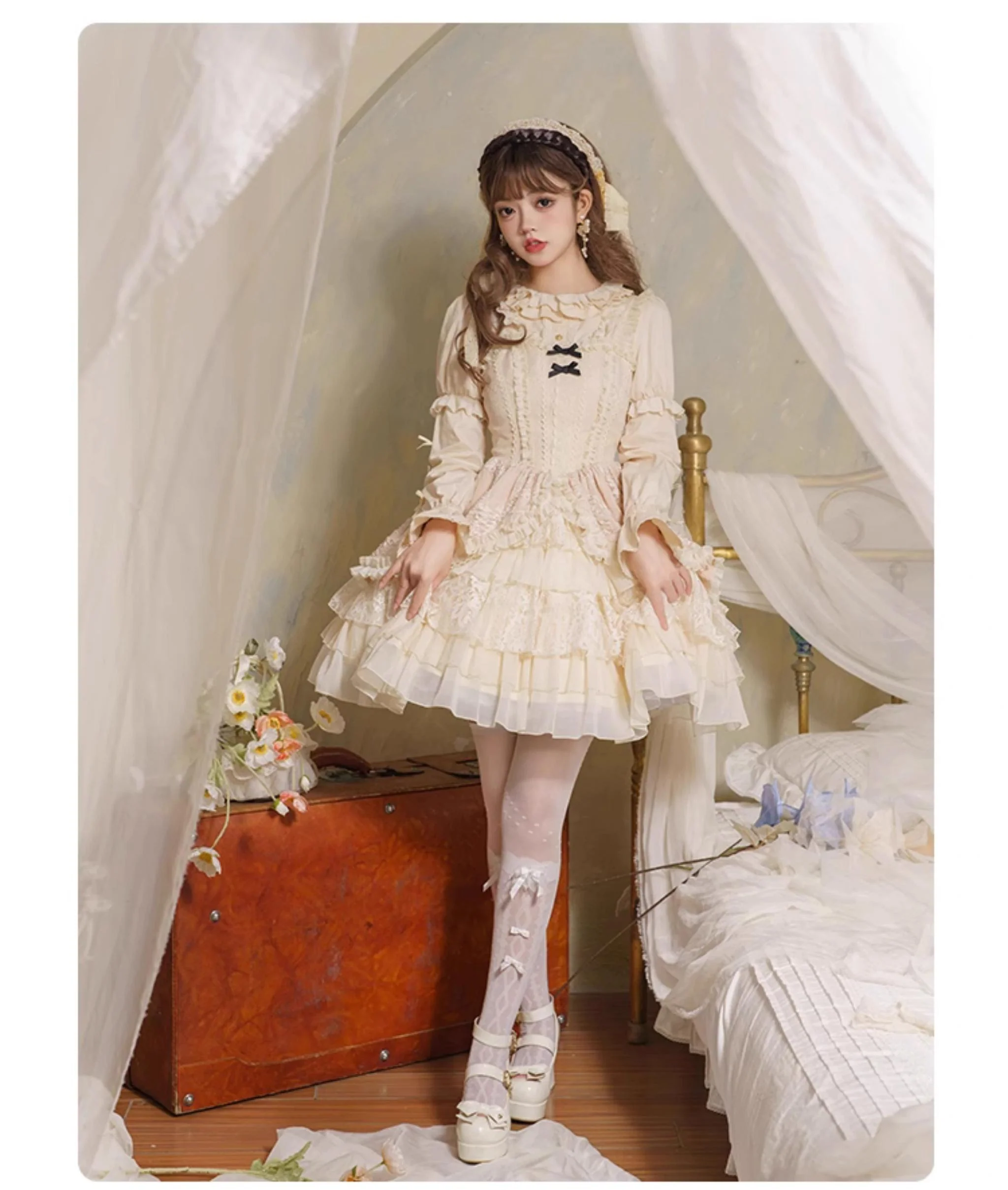 With PUJI - Music Box - Classic Lolita JSK Suit Ballet Cake Skrit