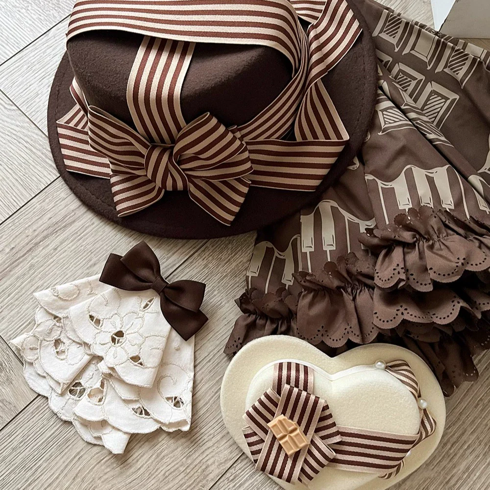 Miss Point - Classical Chocolate - Classic Lolita Accessory Bowler Hat BNT Beret Jabot