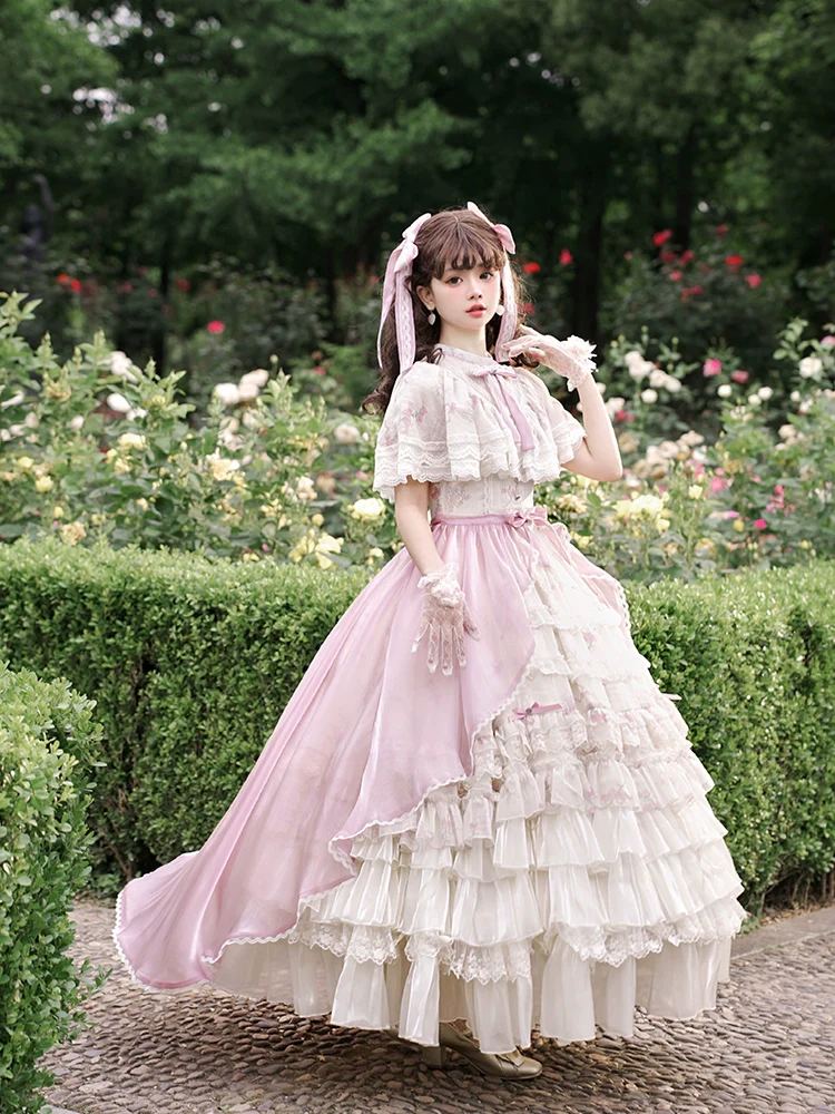 With PUJI - Nanke - Edwardian Collar Classic Lolita OP Dress Outfit