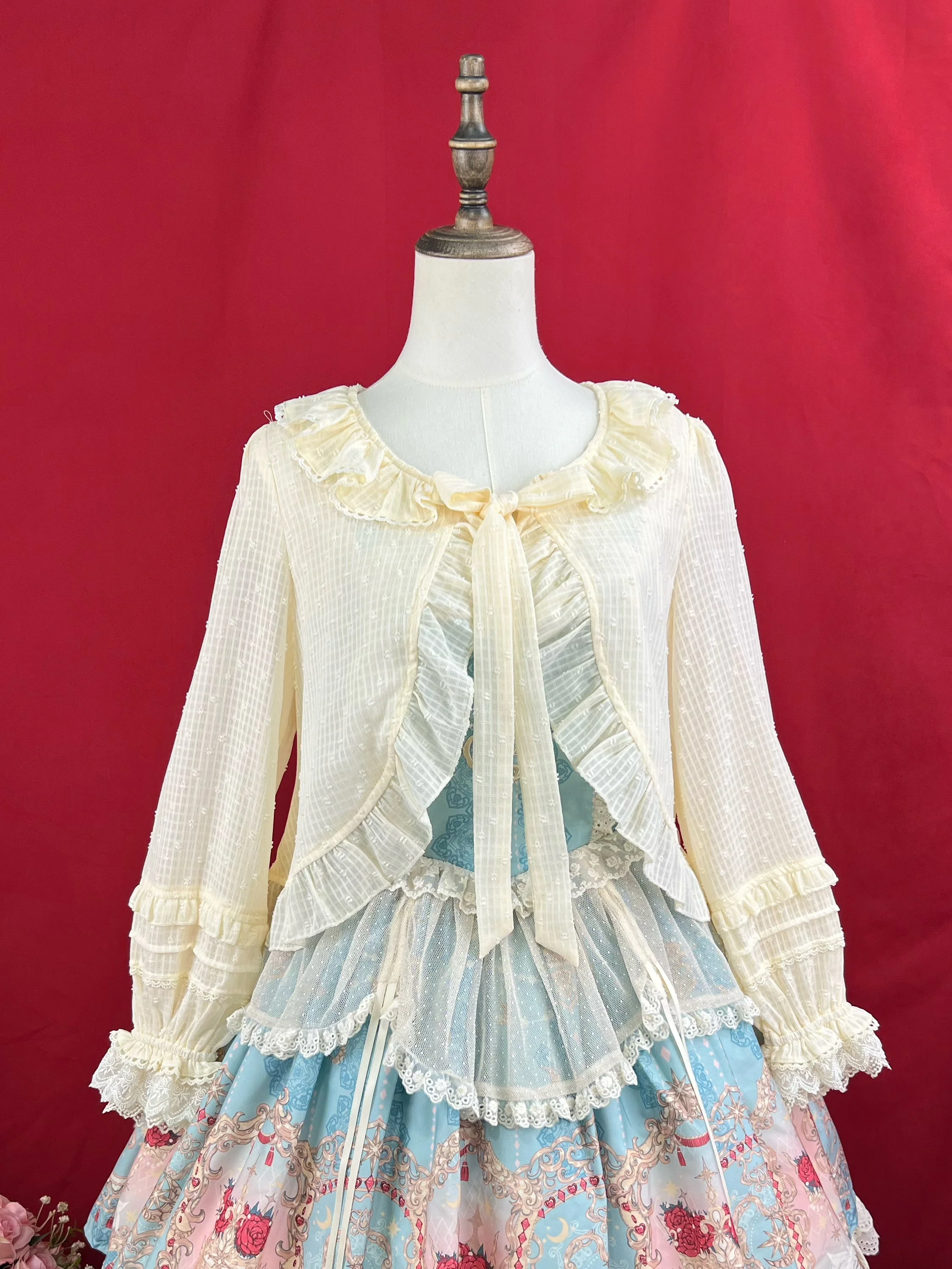 DMFS Lolita - Sweet Lolita Light Cardigan White Apricot Summer Cover-Up