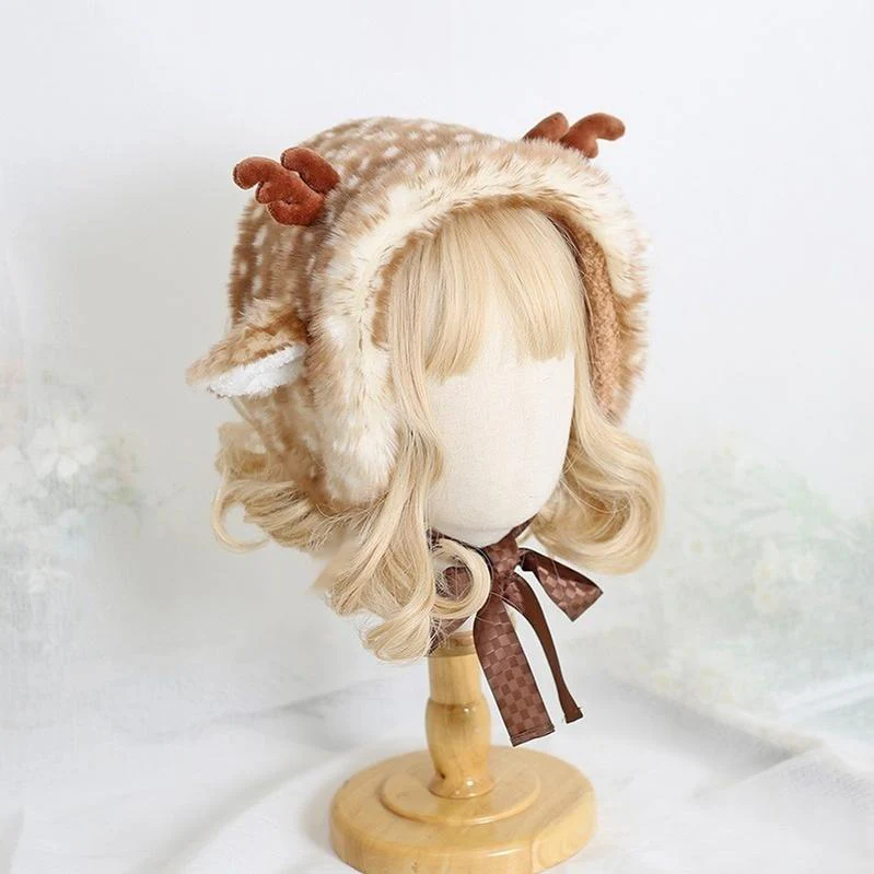 Xiaogui - Deer Spot - Kawaii Lolita Warmer Hat Japanese Sweet Deer Earmuff Hat