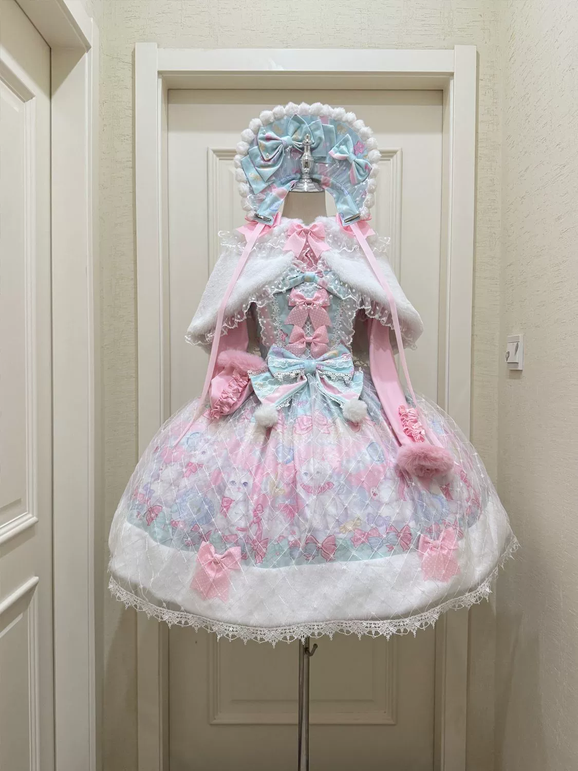 Hanguliang - Candy Mary Cat - Fluffy Sweet Lolita JSK Dress, Kitten Print