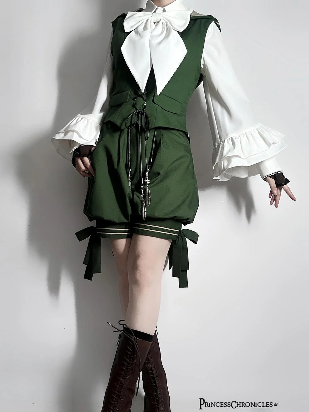 Princess Chronicles - Bunny Feather - Ouji Lolita Shorts Set with Hooded Vest with Bunny Ear