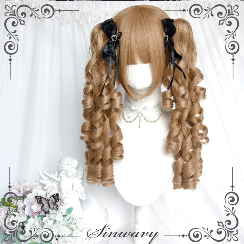 Sinwavy - Vintage Lolita Wig Double Ponytail Roman Roll Hair