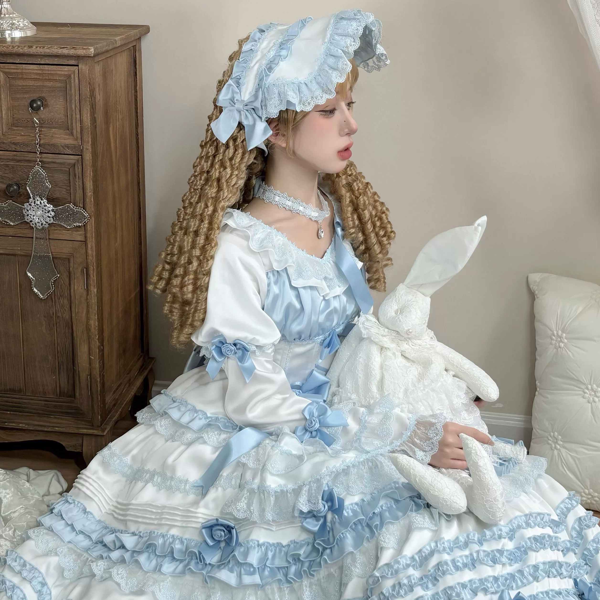 Uncle's Workshop - Stacked - Lolita Accessory Set Hairband Bow Trailing Brooch Choker