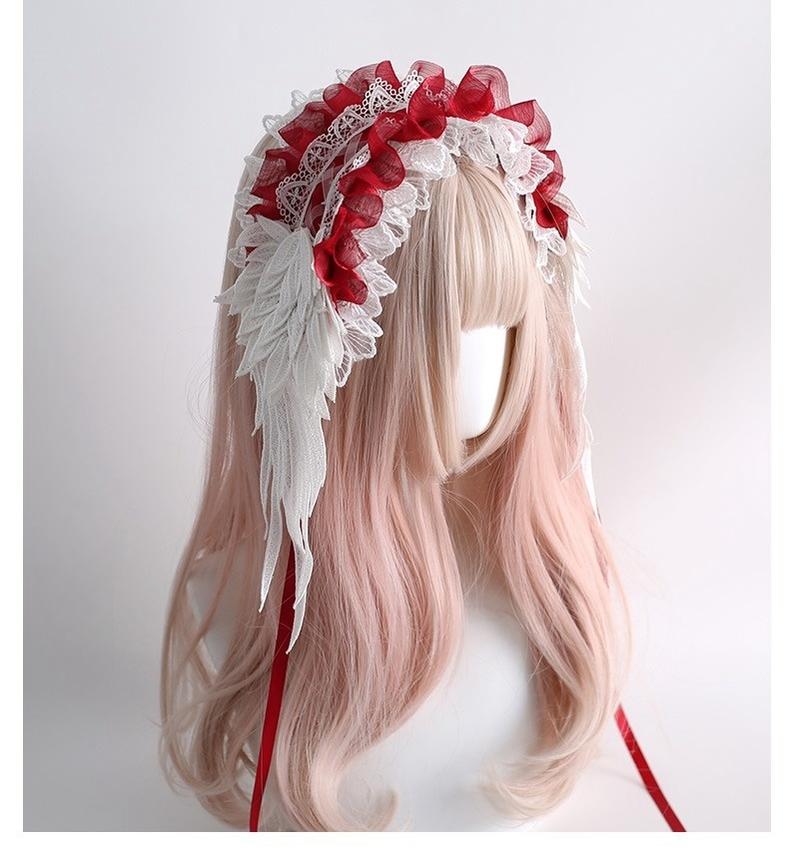 Xiaogui - Christmas Color Lolita Headdress Red and White Feather Accessory