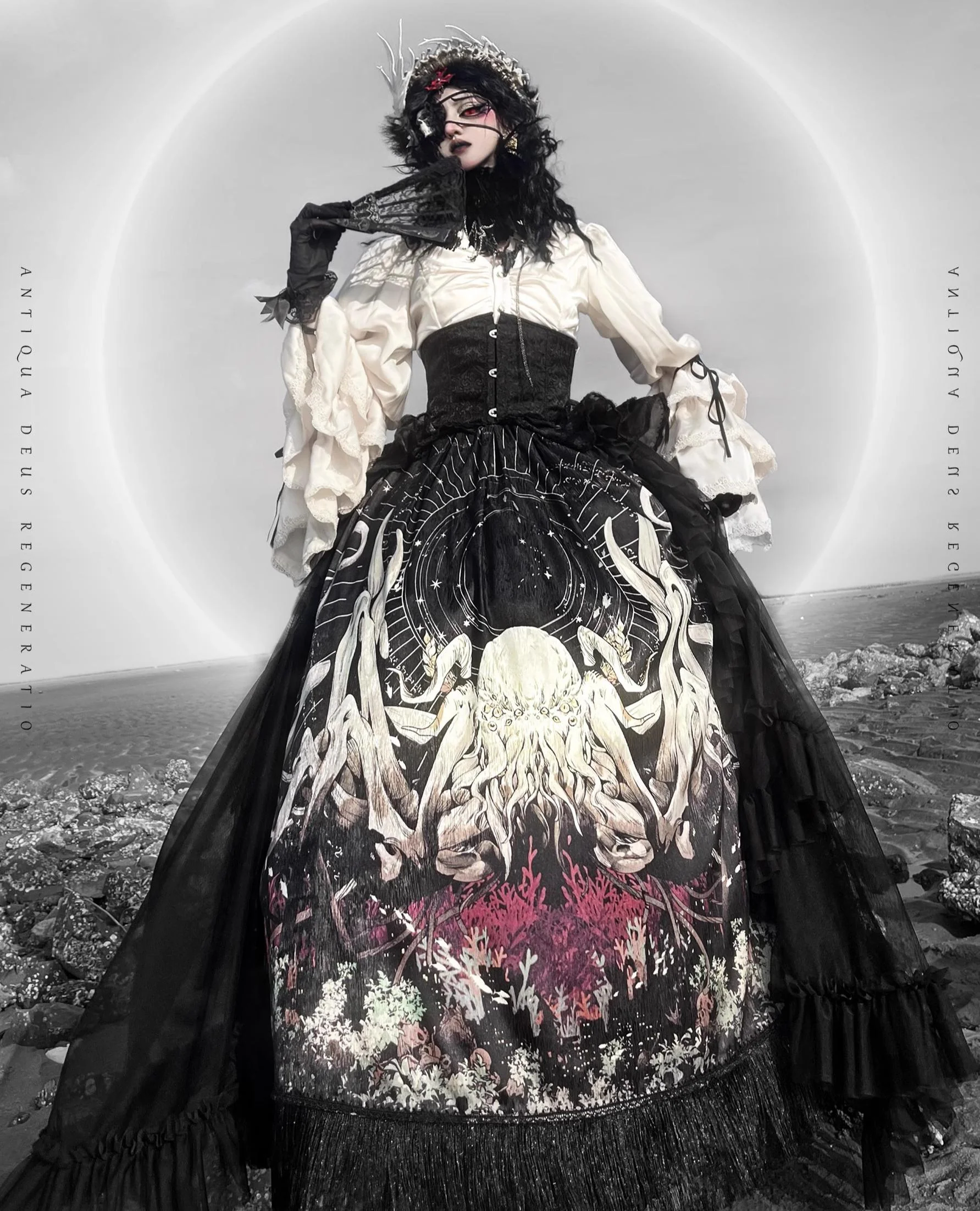 Caged Bird Hotel - Reborn Ancient God - Gothic Lolita Shirt & Skirt Set