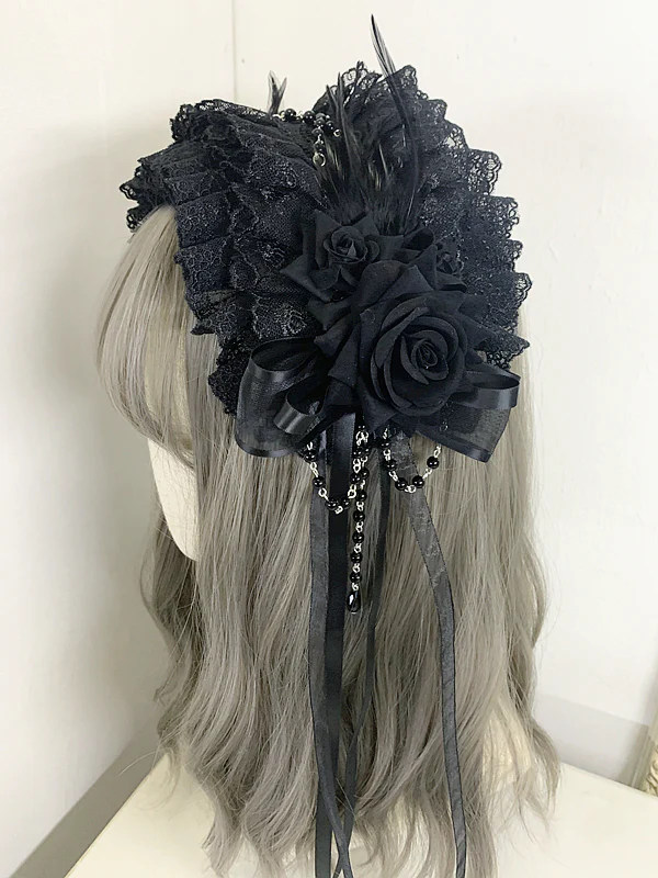 Sweet Jelly Lolita - GothicLolita Headdress Lace Headband with Delicate Florals