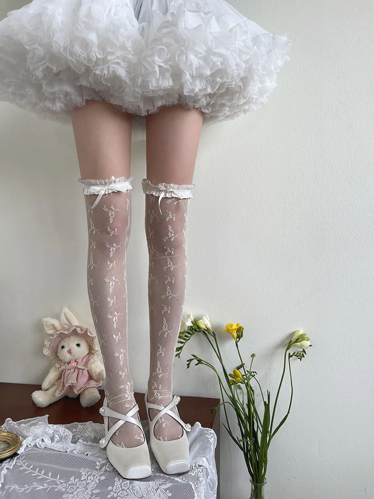 WAGUIR - Rose Story - Sweet Lolita Socks Thigh High Thin Lace Stockings