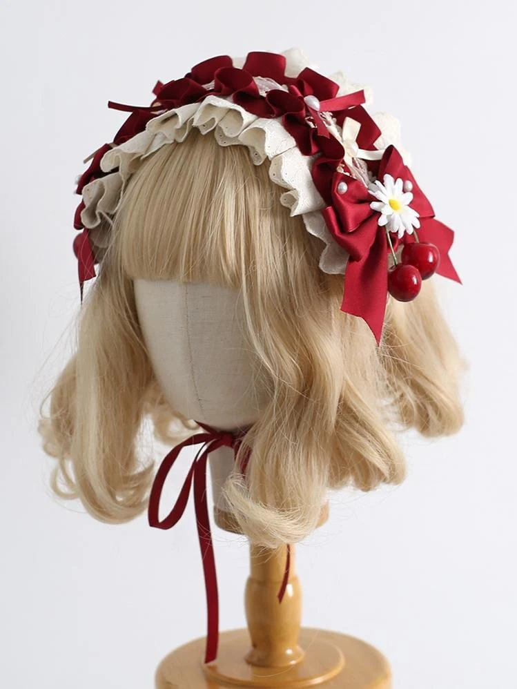 Xiaogui - Country Lolita Headdress, Daisy & Cherry Inspired