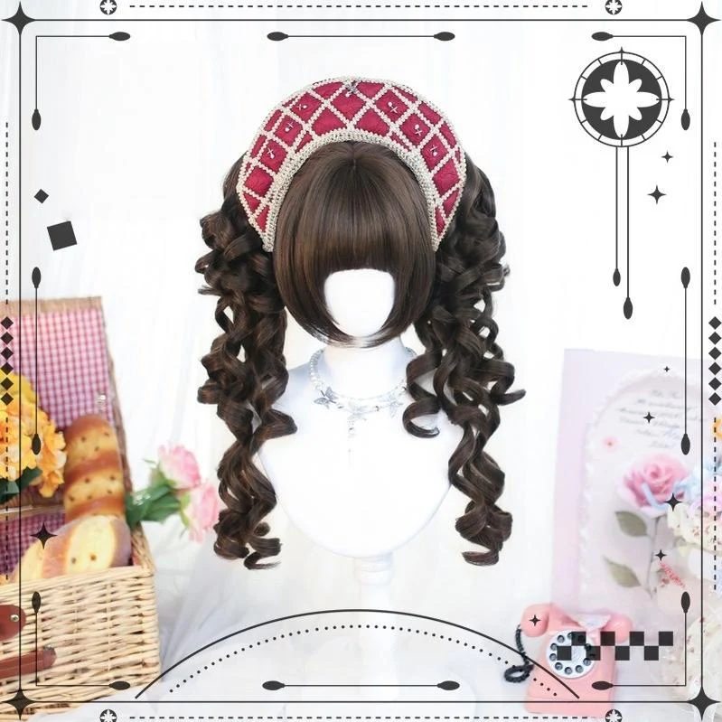 Dalao Home - Flo Wig - Sweet Lolita Long Curly Wigs, Detachable Ponytail