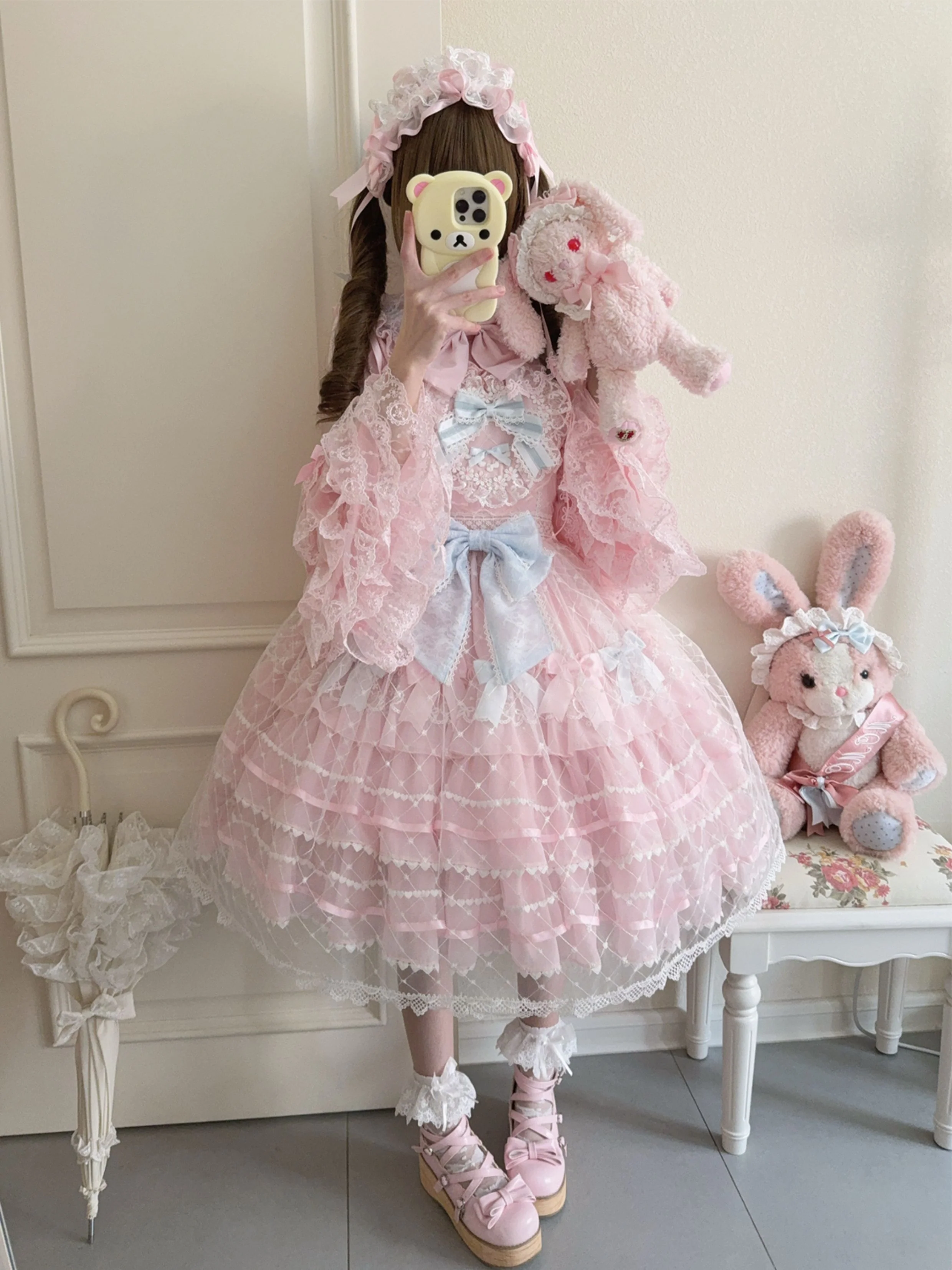 Hanguliang - Spring Awakening - Sweet Lolita JSK and Princess-Sleeved Shirt with Lace Detail