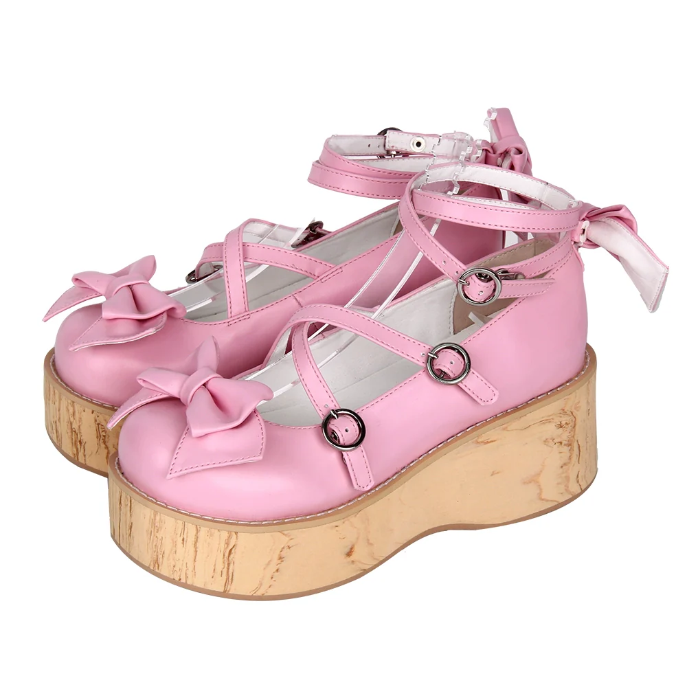 Angelic Imprint - Sweet Lolita Platform Shoes, Wood-grain Outsole