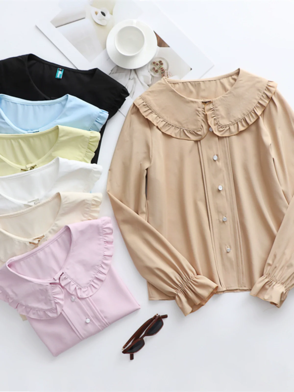 Niu Niu - Plus Size Lolita Shirt Long Sleeve Doll Collar Blouse