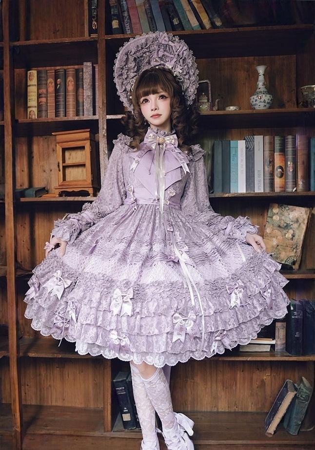 Forvever Purple - Purple Classic Lolita OP, Boning Corset