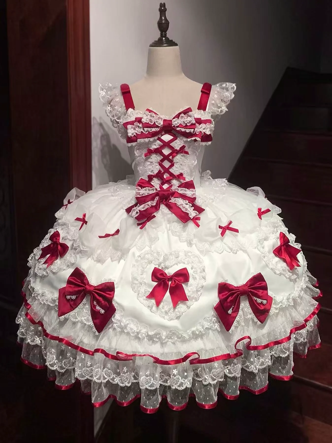 Sugar Girl - Velvet Sweetheart - Doll-like Sweet Lolita Jumper Dress, Bow Accents